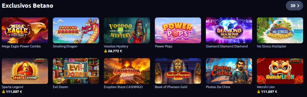 Biblioteca de jogos de mesa, slots e casino ao vivo